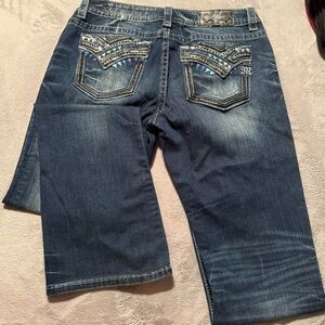 Miss Me Dark Blue Boot Cut Jeans with Embellished Back Pockets